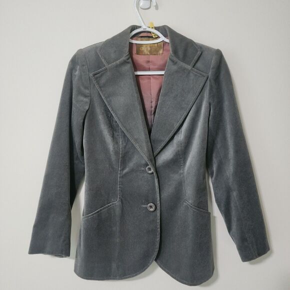 St Michael Jackets & Blazers - St. Michael Womens Cotton Velour Blazer Jacket Grey Made in UK EU38/US 4 *FLAWS*
